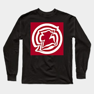 Three white shapes on red Long Sleeve T-Shirt